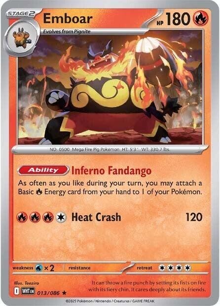 Emboar (Master Ball Pattern) - 013/086 - Pokemon White Flare Rare NM