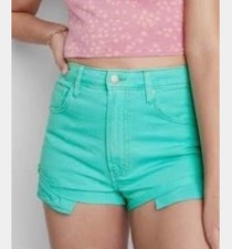 Wild Fable Aqua Blue Distressed Highest Rise Cheeky Stretch Denim Shorts NWT 2