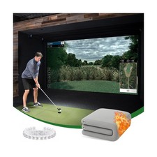 Gray Fireproof Golf Simulator Impact Screen, 3D Air Mesh Impact Screen for Go...