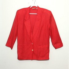 Vintage 80s Liz Claiborne Boxy Blazer Linen Blend Size 10