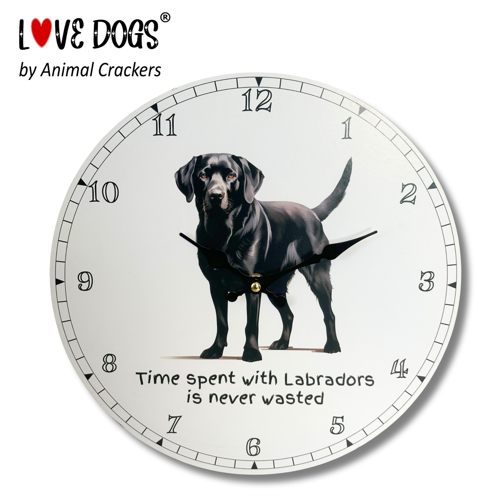 Wall Clock 'Time Spent With Labradors Is Never Wasted' fun dog lover gift, 30cm