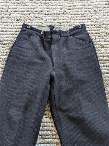 Pantalones de caza vintage WOOLRICH 30x26 lana gruesa MALONE tweed rayas negro - Imagen 2 de 8