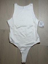 BP White Ribbed Sleeveless Bodysuit Women  s Medium High Neck Stretch NWT