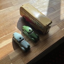 Vintage Tin Plate Bus and Two Cars