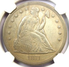 1871 Seated Liberty Silver Dollar $1 - NGC Uncirculated Detail (UNC MS) - Rare
