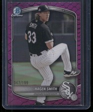 2025 Bowman Draft Hagen Smith Chrome Fuchsia Reptilian Refractor /199 White Sox