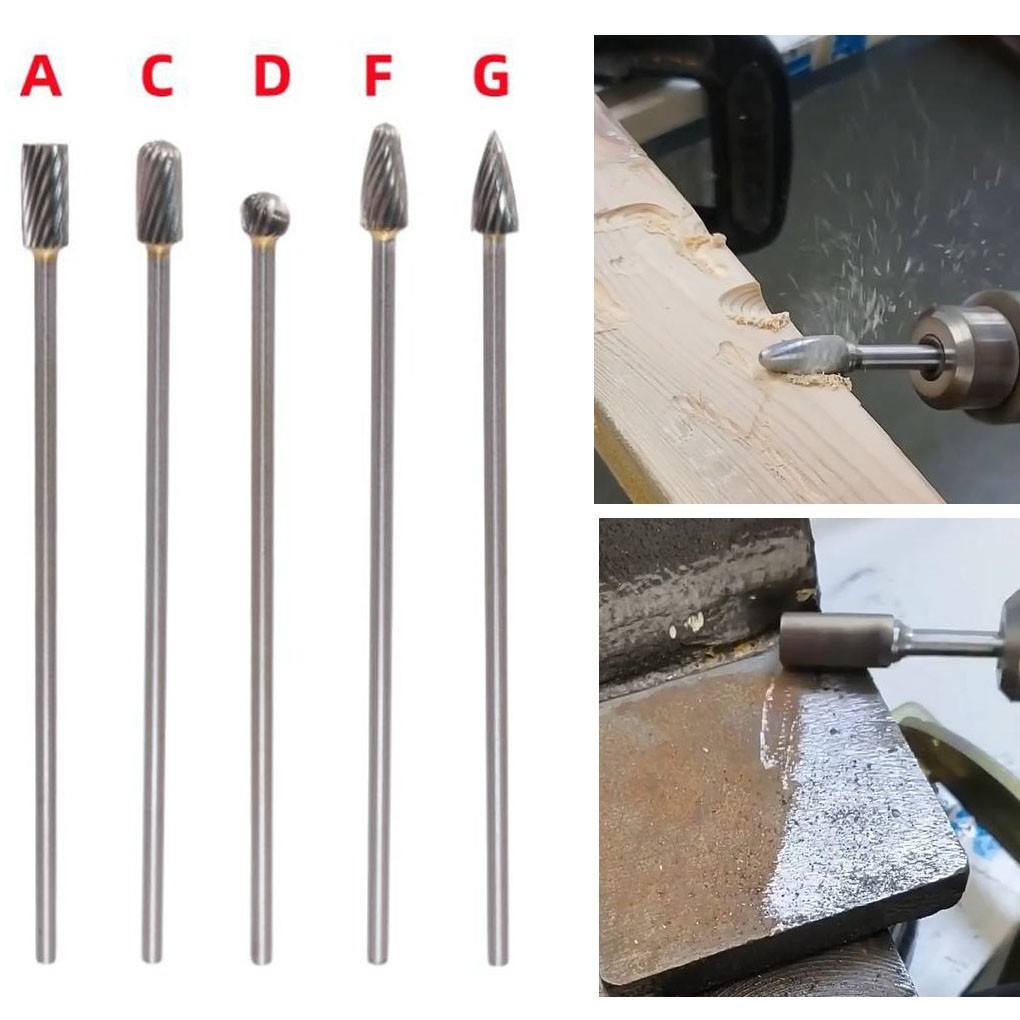 5pcs Carbide Rotary Burrs Efficient for Model Engineering and Wood Carving