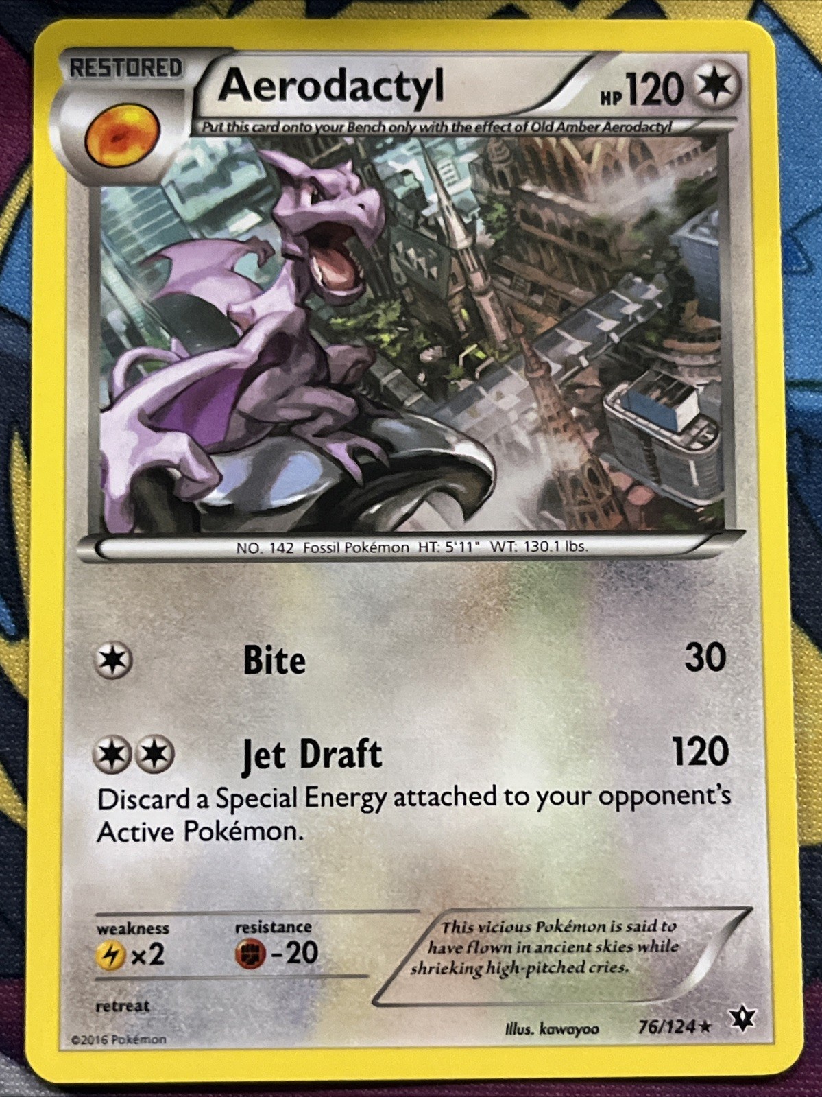 Pokémon TCG Aerodactyl Fates Collide 76/124 Regular Rare (LP)