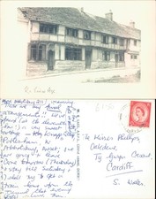 The Tudor House Cerne Abbas Lake 1960 postmark Architecture Cities Towns Real