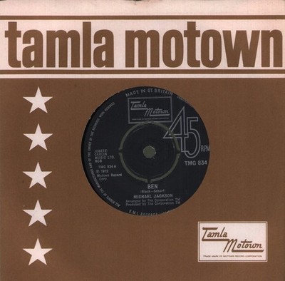 Michael Jackson Ben 7'' vinyl UK Tamla Motown 1972 4 prong label design 7'' with