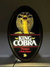 Vintage 80'S King Cobra Malt Liquor Light-Up Sign w/ Shimmer Effect ManCave Bar