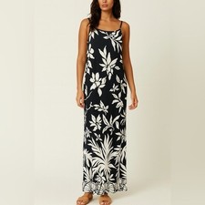 NEW 1. State Womens Square-Neck Resort Wear Maxi Boho Dress MEDIUM Floral Black