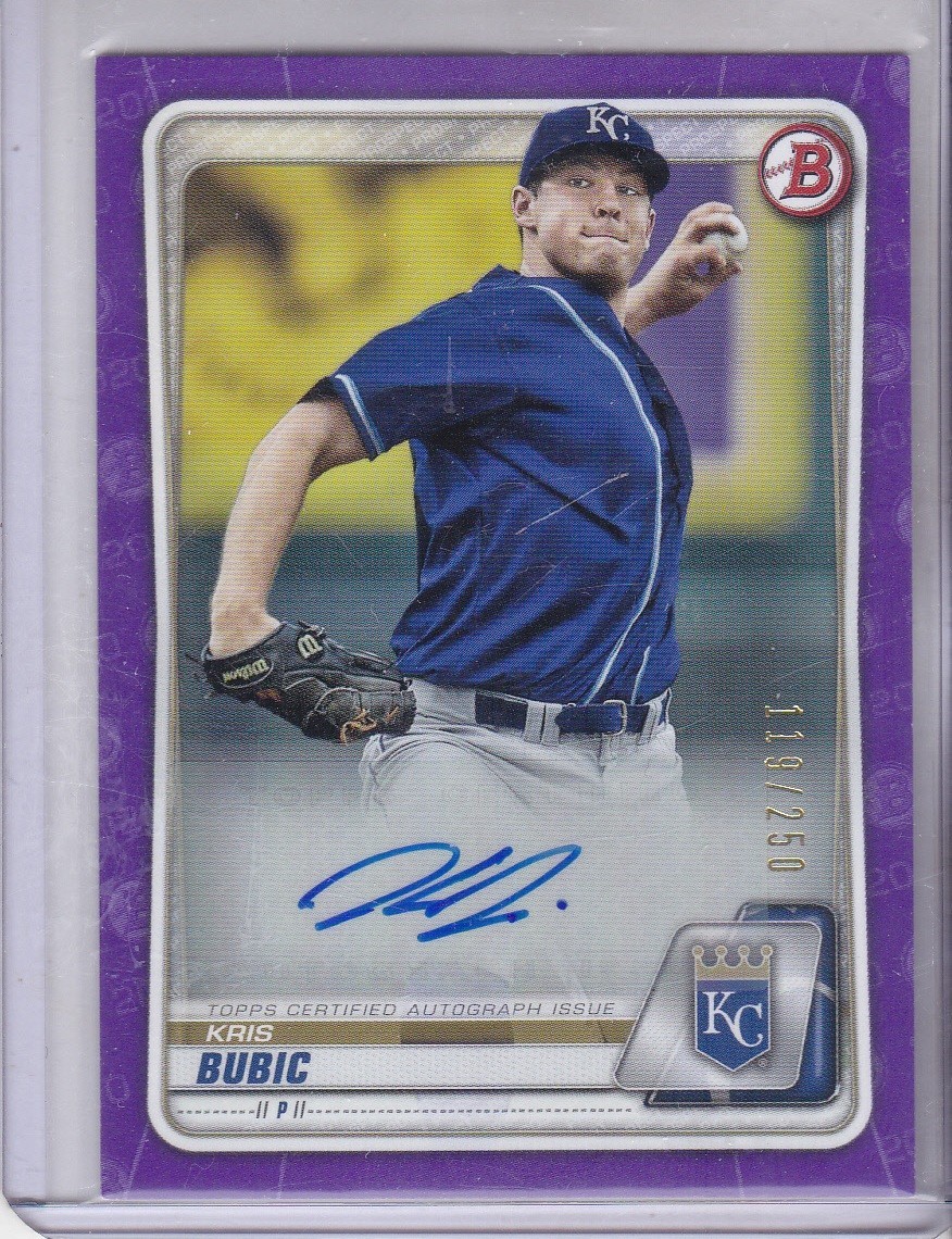 Kris Bubic AUTO 119/250 2020 Bowman Paper Purple #PA-KB Kansas City Royals