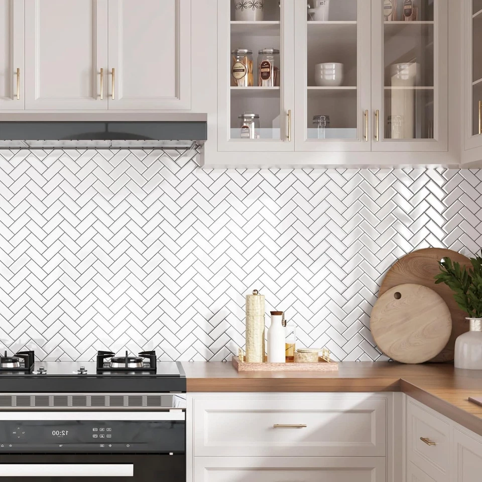 Yullpaper 3D Fliesenaufkleber 10x 30x30cm Vinyl Selbstklebend Küche Bad Mosaik W - Bild 3 von 4