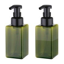 Foaming Soap Dispenser, 15oz Plastic Refillable Pump Bottle, 2 Pack, Green
