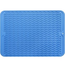 Silicone Dish Drying Mat for Multiple Usage,Easy 16"L x 12"W Lichen Blue