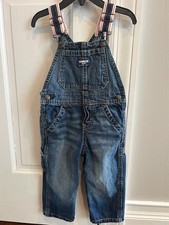 Oshkosh B gosh Denim Overalls 24 Months Canvas Straps Snap Crotch