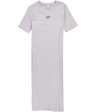 Reebok Womens Short Sleeve Shirt Dress Midi Dress, Purple, Small