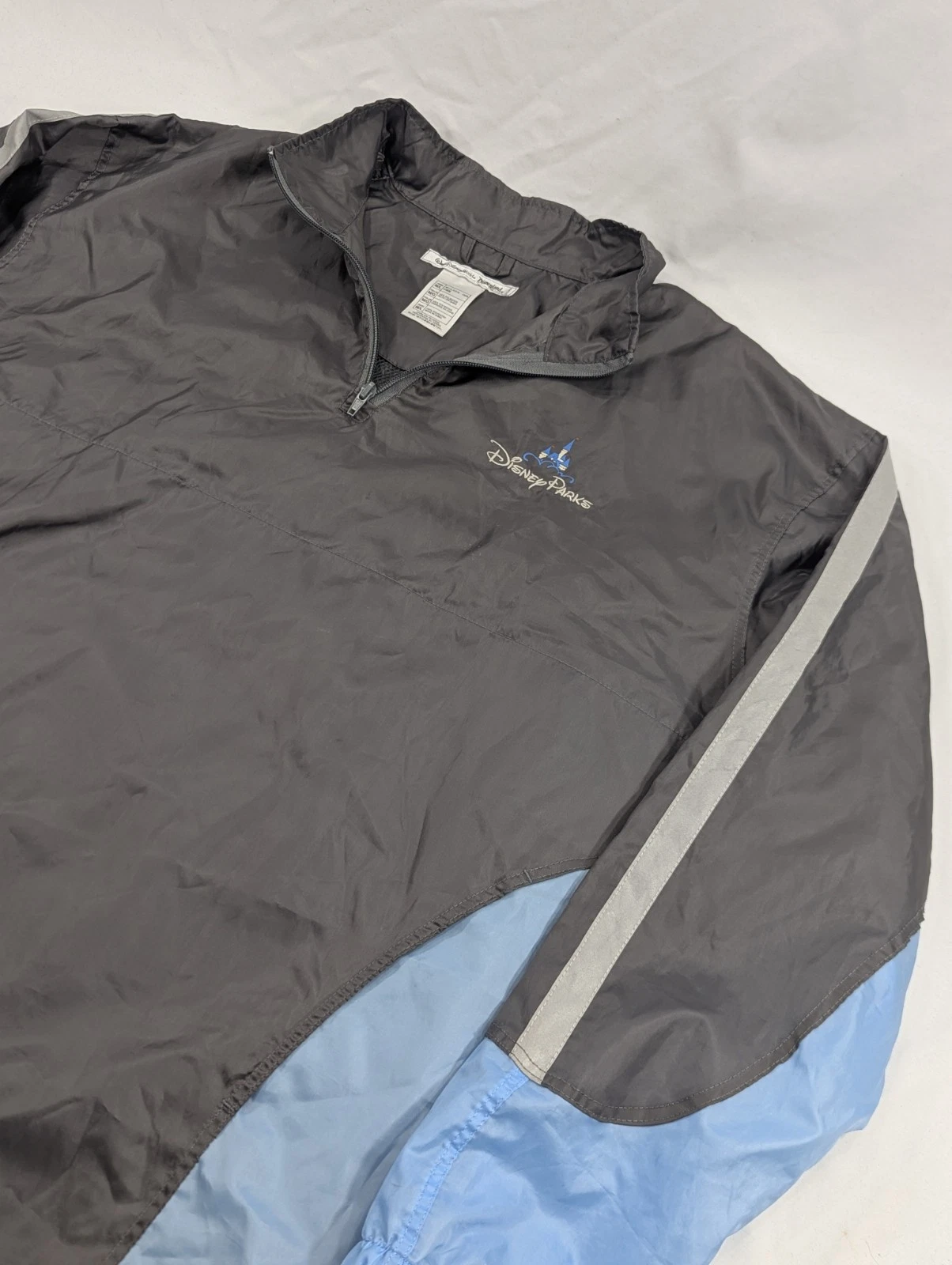 Disney Parks Packable Rain Jacket 1/4 Zip Long Sleeve Blue Gray Size M/L Unisex