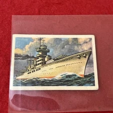 1930s Hewimsa “Defense And Weapons” MODERN BATTLECRUISER Tobacco Card #100  G