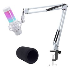 White Boom Arm for HyperX QuadCast S - White Mic Arm Compatible with Hyperx Q...