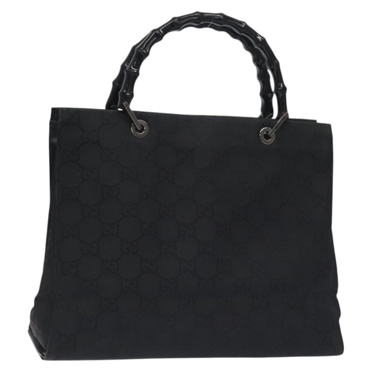 Authentic Gucci Bamboo Black Nylon Tote Bag-image