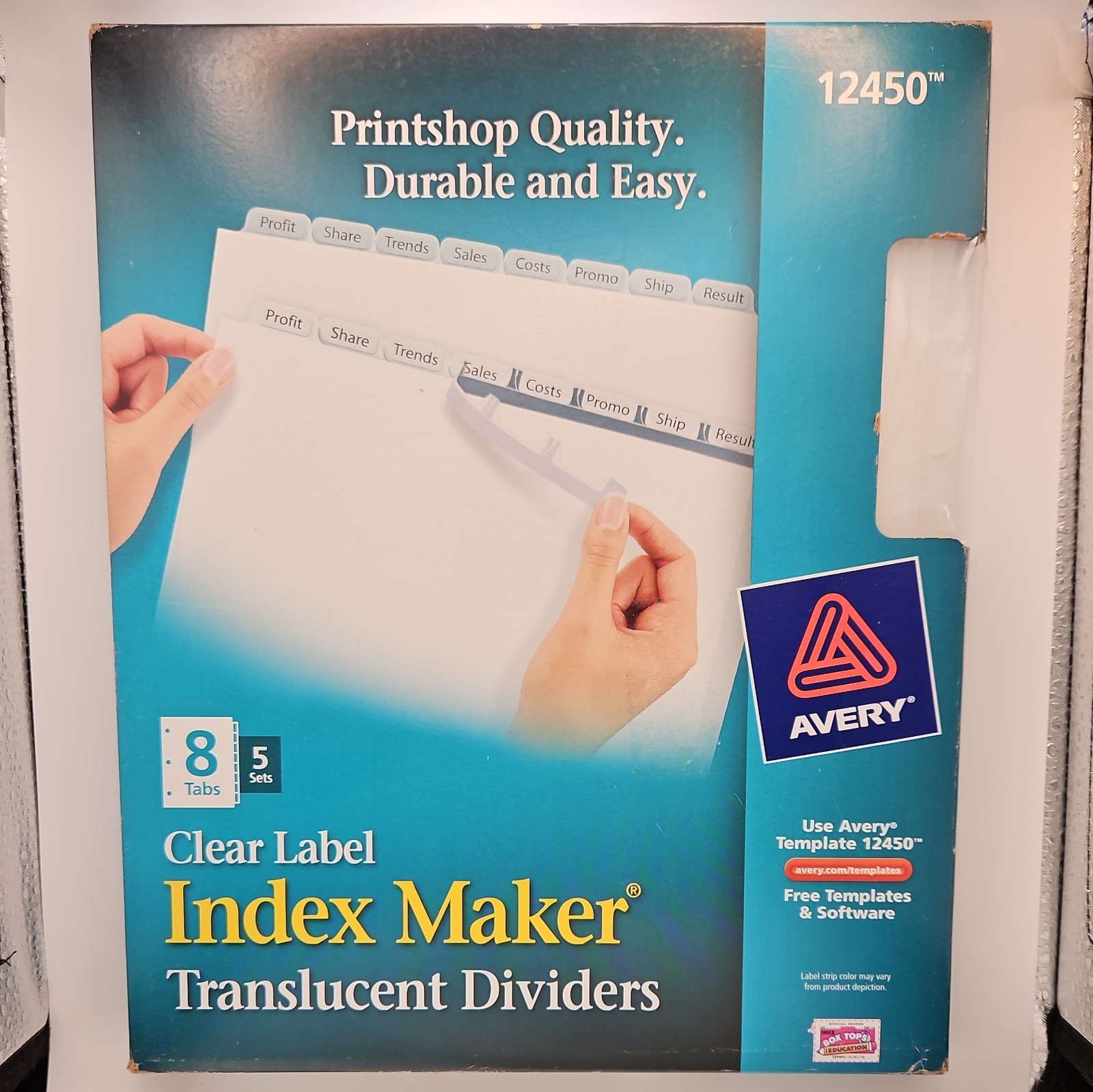 Avery Index Maker Translucent Dividers, Clear Labels, 8 Tab, 5 Sets (12450) New