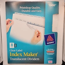 Avery Index Maker Translucent Dividers, Clear Labels, 8 Tab, 5 Sets (12450) New