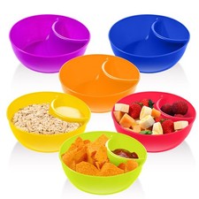 Weewooday Snack and Dip Bowls, Chips Serving Bowls Anti Soggy Divided Bowl pl...