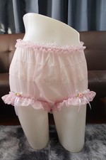  A90 2XL/ElasticW.24-42" Vintage Style Pink Nylon Full Brief Panties Underwear