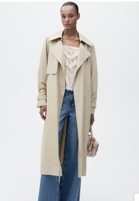 Mango Cotton Trench Coat With belt 100% Cottton size S NWTG