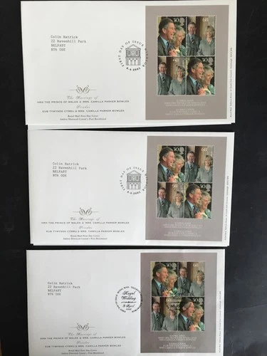 GB 2005 "Royal Wedding" 3 Stamp FDC Issues Used.