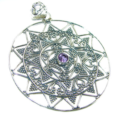 Amethyst Anhänger 925 Sterling Silber lila Marquise Bali Handarbeit Edelstein 1
