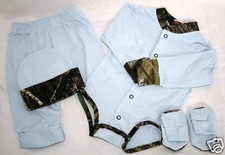MOSSY OAK CAMO  BLUE 4 PC BABY INFANT SET - CAMOUFLAGE