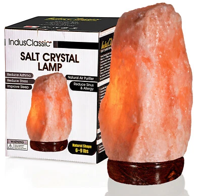 IndusClassic Natural Himalayan Crystal Rock Salt Lamp Air Purifier 6~9 lbs