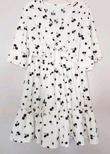 SHEIN Women's White And Black Short Cherry Print Dress Size Small