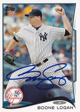BOONE LOGAN SIGNED AUTO'D 2014 TOPPS CARD #137 NEW YORK YANKEES BREWERS INDIANS