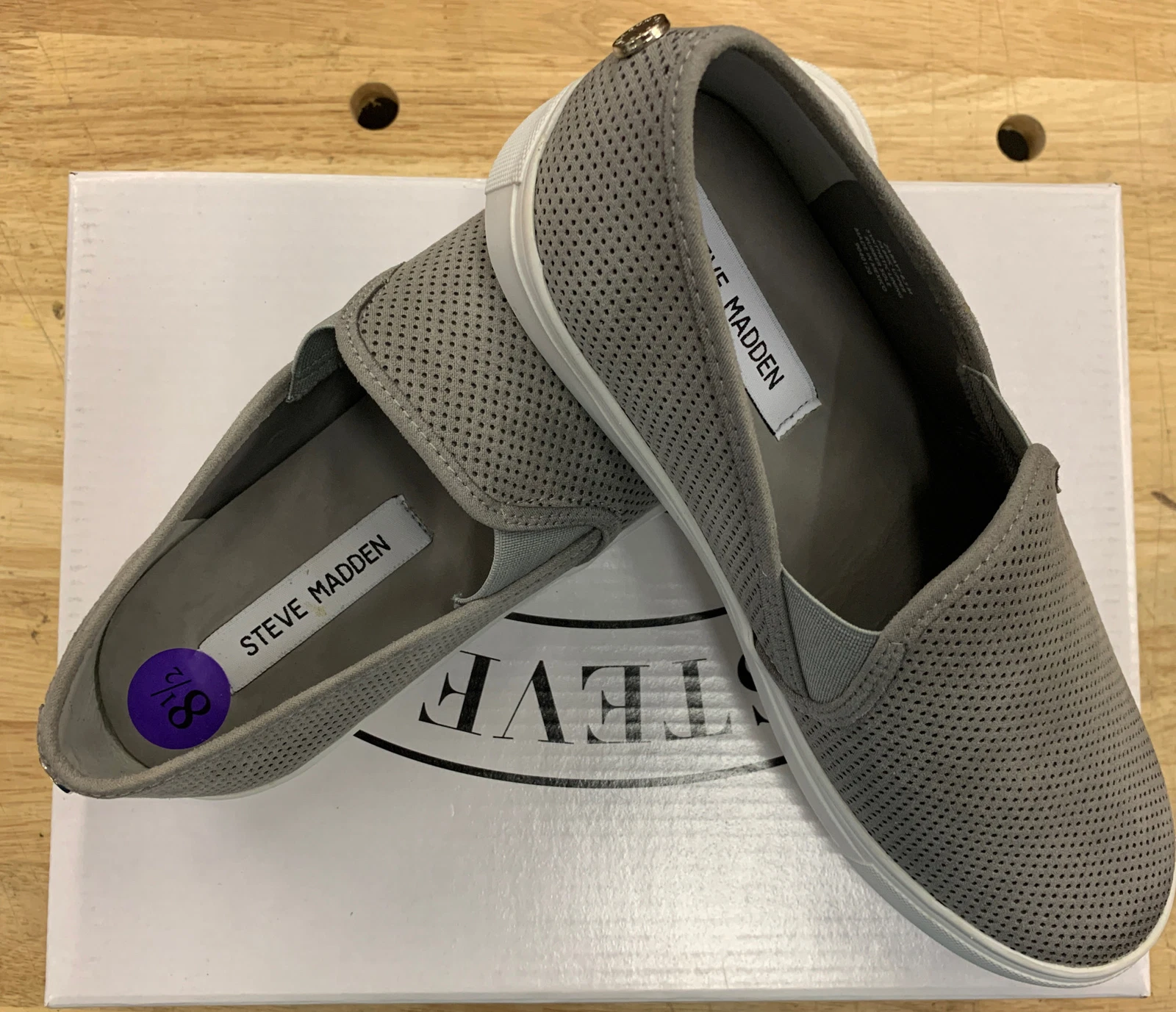 Steve Madden ~ Zarayy Proforated Slip-on Sneaker ~ Women's Grey US Sz. 8.5 New!