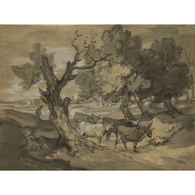Gainsborough Landschaft mit Hirten, die Kühe fahren Gemälde großer Wandkunstdruck