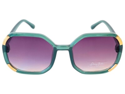 Women's Sean John Green & Gold Sunglasses Big Purple Lenses 1970's Style - New