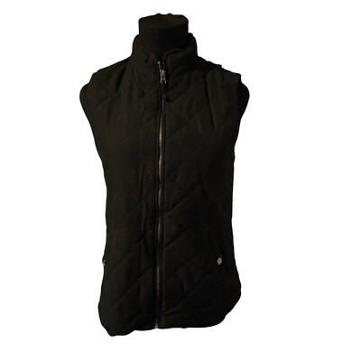 Laura Scott black zip quilted vest size Small