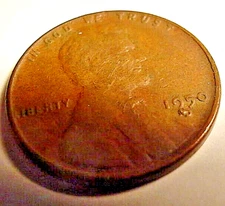 1950 D LINCLON WHEAT PENNY WITH LUMP OF METAL ON "D"  ERROR CVF CONDITION