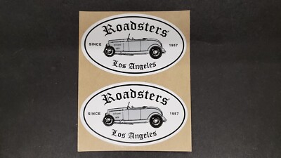 TWO L.A. ROADSTERS ROADSTER SINCE 1957 SILVER CAR STICKERS STICKER
