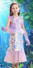 Little Girl Mermaid Princess Costume Party Dress with accessories for girl 3-4y