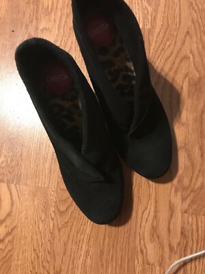 Gretta ''Gaia'' Suede Fold down collar Ankle Boots  7M BLACK Women