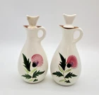 Stangl1 Pottery Thistle Oil and Vinegar Cruet Set Pitchers with Stoppers