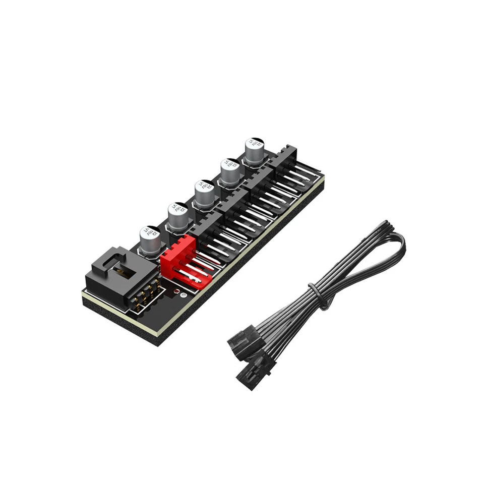 PC Fan Hub Splitter Speed 5 Port Controller Adapter Kit For 4 Pins PWM Coolings. - Image 2 of 4