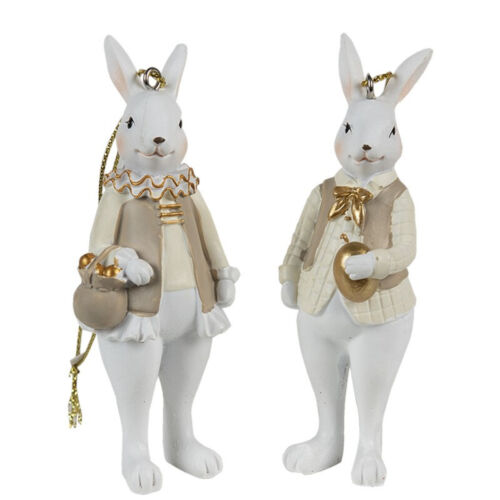 Clayre Eef Conejo de Pascua Decoración de Pascua Juego de 2 Conejo Mujer Conejo Pascua 10 x 4 x 4 cm - Imagen 1 de 1