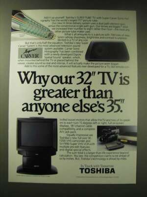 1989 Toshiba Ad - CX3288J TV, SK-F200 VHS Camcorder, SV-F990