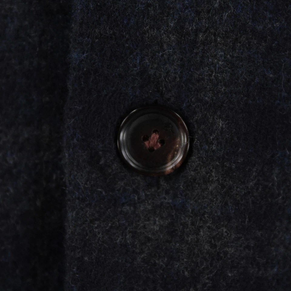 Luciano Barbera NWT Wool Cashmere Overshirt Size S In Blue & Gray Plaid - Image 2 of 4